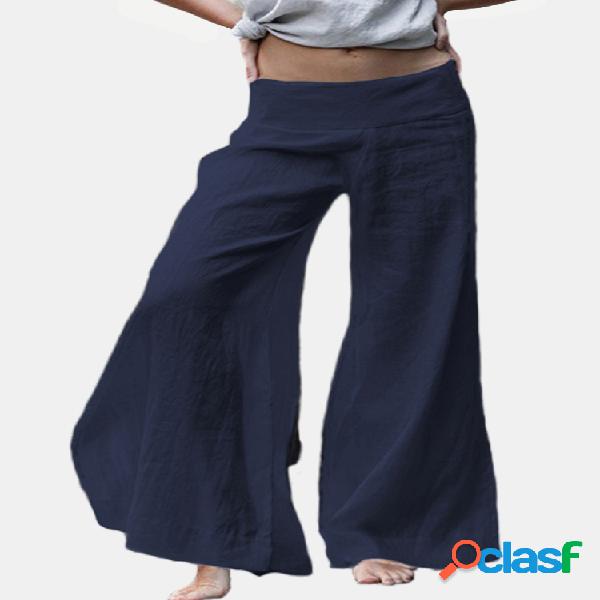 Pernera ancha casual de color liso Pantalones para Mujer