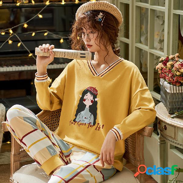 Pijama Manga larga Plaid Home Service Algodón Cobertura