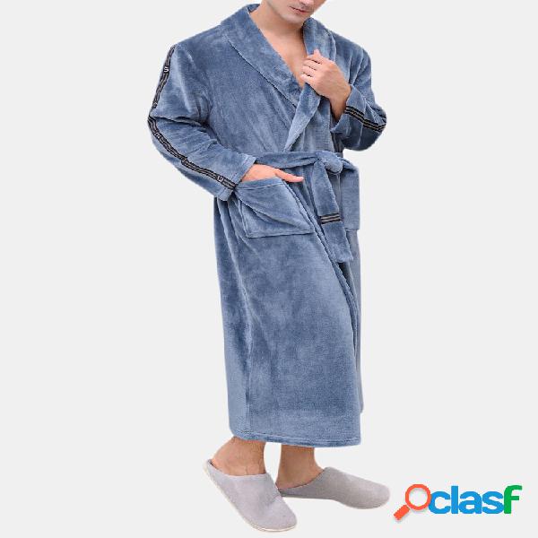 Pijama de franela para hombre Túnica Cómodo albornoz con