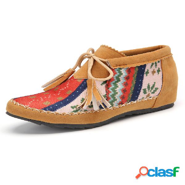 Plus Talla Mujer Folkways Colorblock Rayas Comfy Suede