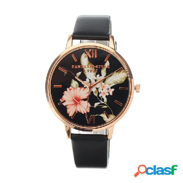 Reloj elegante retro de la flor de las hojas del reloj de