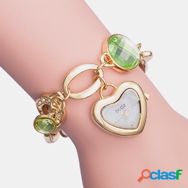 Simple Cute Mujer Reloj Aleación Banda Diamond Jewel Reloj