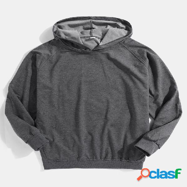 Sudaderas con capucha raglán casuales básicas sólidas de