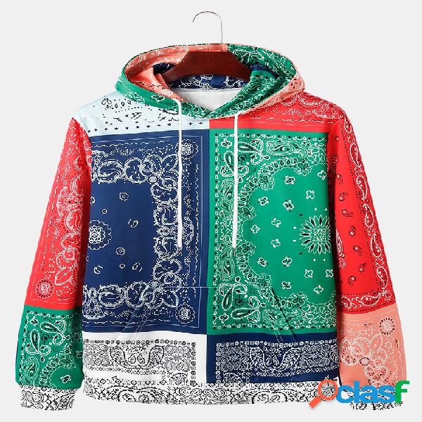 Sudaderas con capucha sueltas de patchwork en bloque de