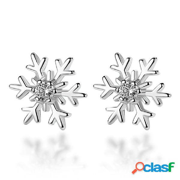 Sweet Hallow Snowflake Pendientes Sliver Alloy Oreja Stud