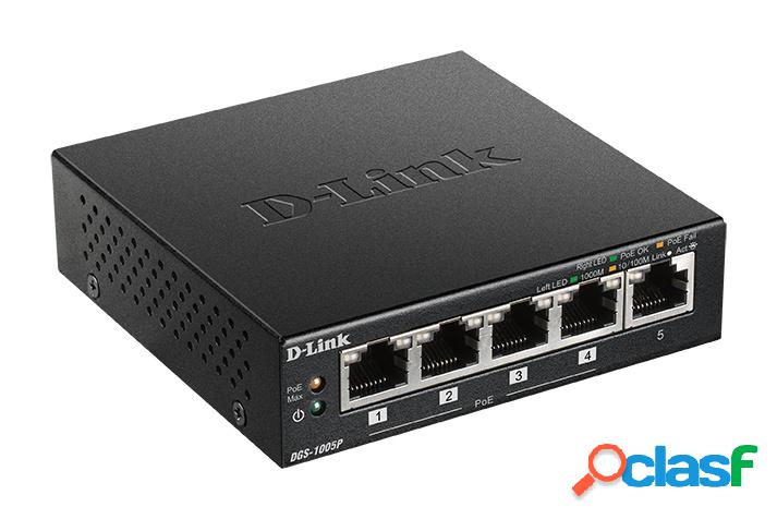 Switch D-Link Gigabit Ethernet DGS-1005P, 5 Puertos