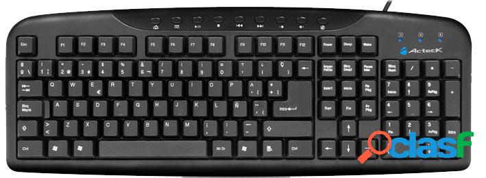 Teclado Acteck Multimedia AT-3200, Alámbrico, USB, Negro