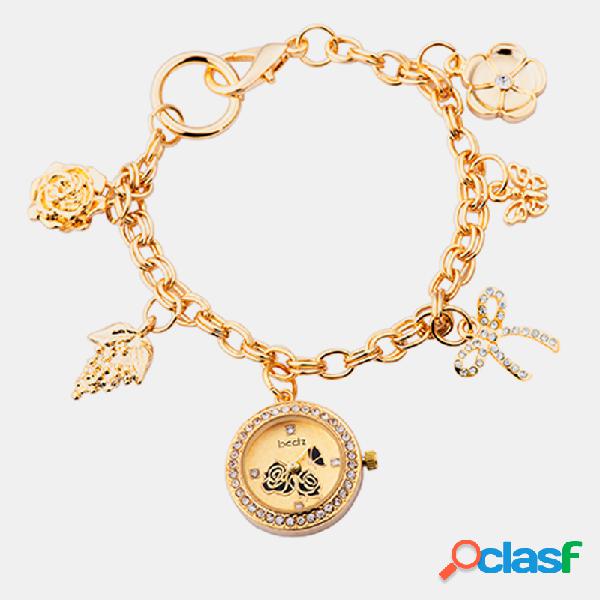 Trendy Retro Mujer Reloj de pulsera Super Light Flowers