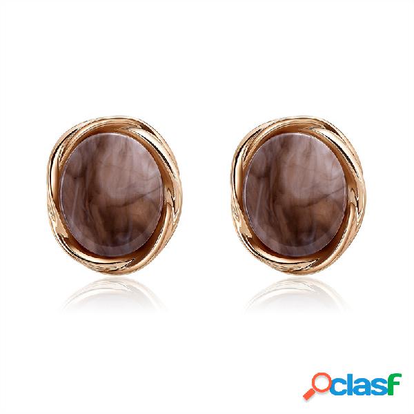 Vintage Ear Stud Earrings Round Geometric Coffee Fashion