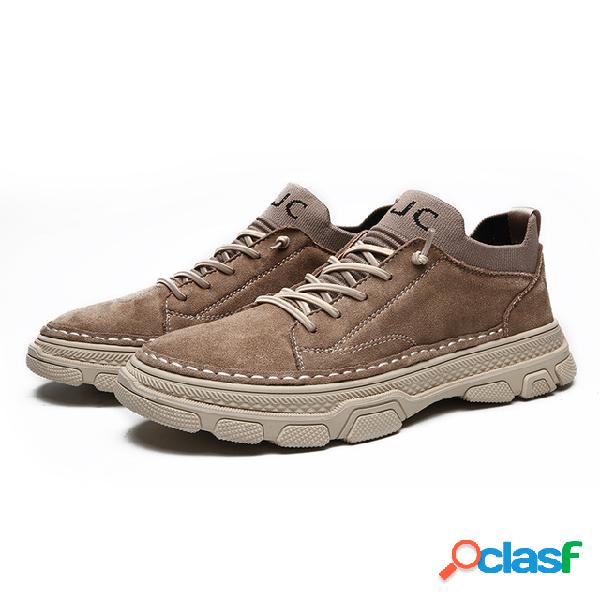 Zapatillas casuales de ante con cordones para hombre