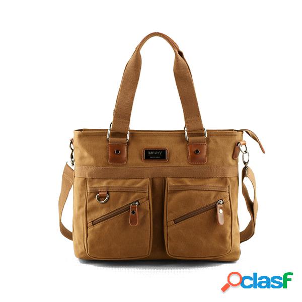 vendimia Bolso de lona Multi-slot Crossbody Bolsa Para 14