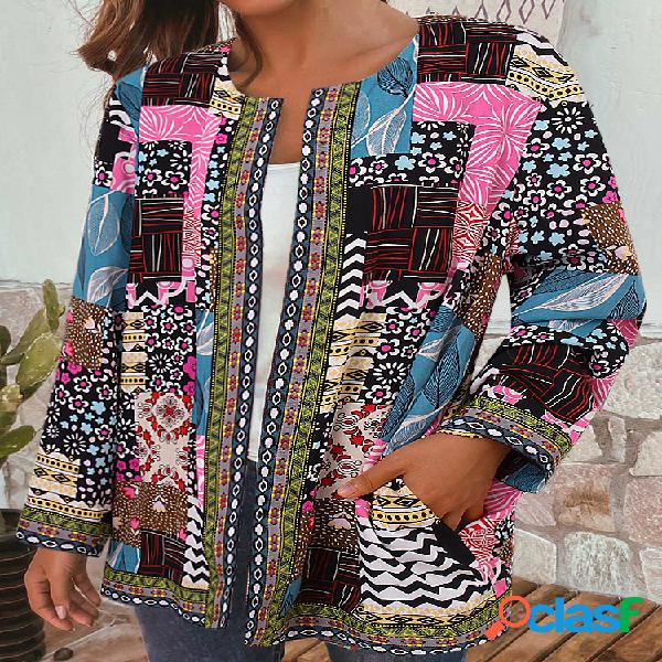 vendimia Patchwork con estampado de cinchas étnicas Plus