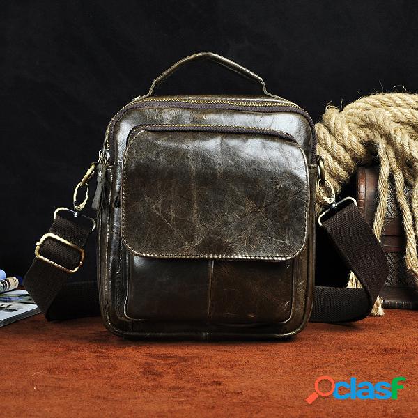 vendimia Piel Genuina al aire libre Travel Shouder Bolsa
