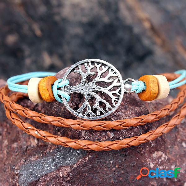 vendimia Tree of Life encanto Pulsera de cera Cuerda