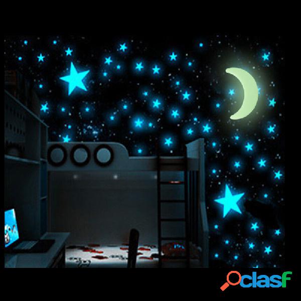 100 Unids Brillan En La Oscuridad Estrellas Sticker Hermoso