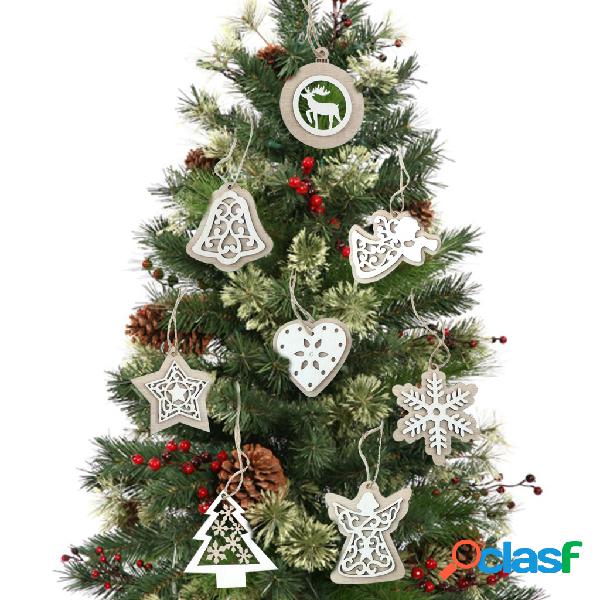 2 piezas de madera natural colgantes de árbol de Navidad