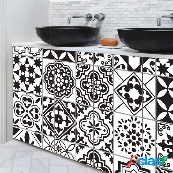 20x100cm blanco y negro Impermeable pegatinas de azulejos