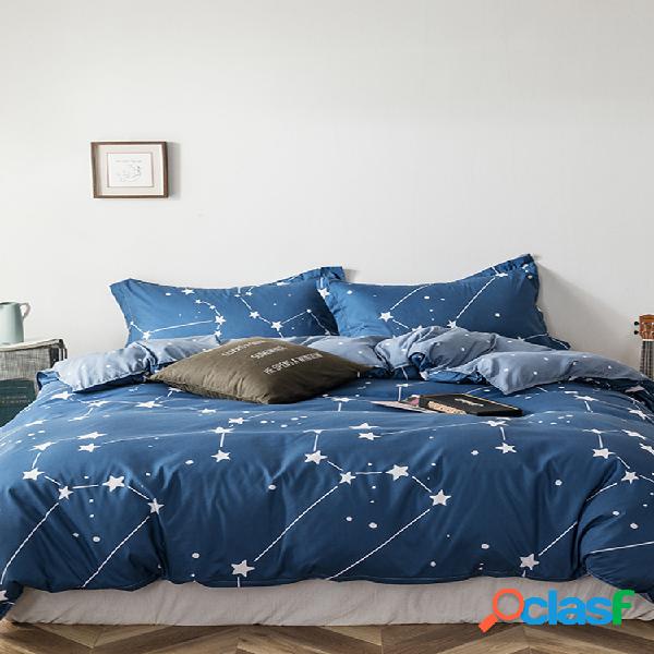 3/4 piezas estrellas geométricas Patrón AB cara sábana de