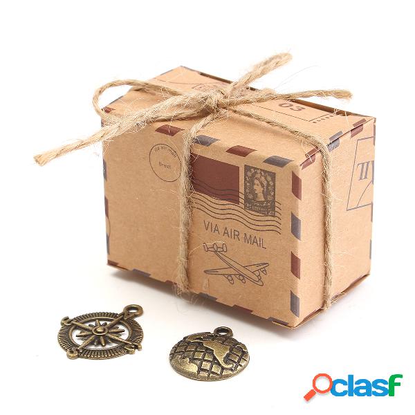 50 unids Papel Kraft Caja Aeroplano Correo Candy Caja