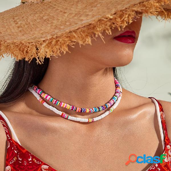 Bohemia Soft Collar de cadena de arcilla Colorful Cadena de