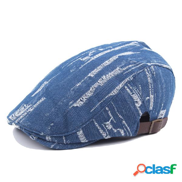 Boina ajustable de denim lavado con hebilla para hombres y