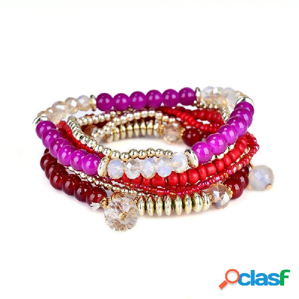 Brazalete De Cristal De Pulsera Multilayer Bohemian