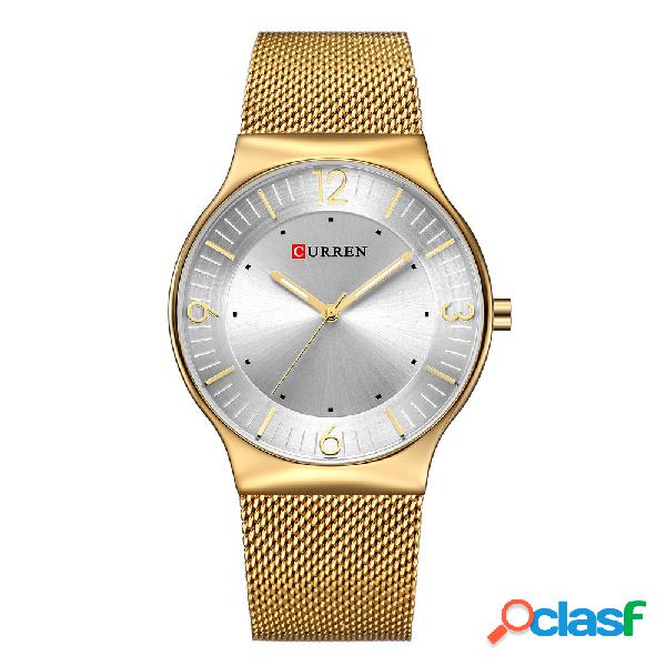 CURREN Mens Silver Watches Banda de acero inoxidable Ultra