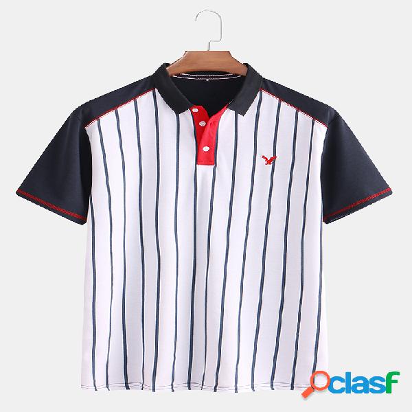Camisas de golf de manga corta básica de rayas de algodón