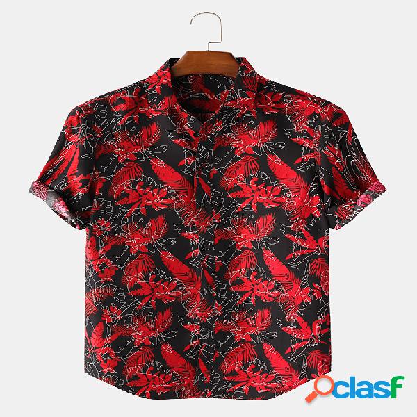 Camisas de manga corta para hombre Tropical Coco Hoja