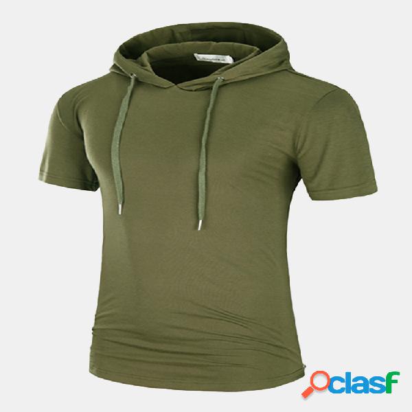 Camiseta con capucha casual para hombre Cordón medio largo