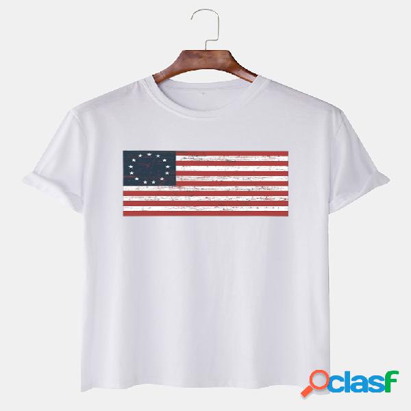 Camiseta de manga corta estampada con bandera del Día de la