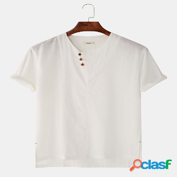 Camisetas de manga corta de color liso de algodón liso para