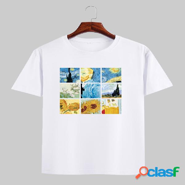 Camisetas divertidas para hombre Kuso Van Gogh Oil Print