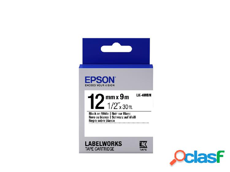 Cinta Epson LK-4WBN Negro sobre Blanco, 12mm x 9m