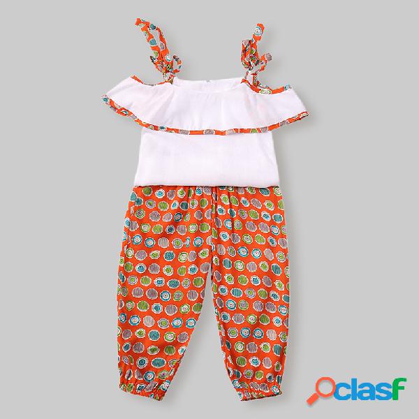 Conjunto de ropa informal con estampado retro para niñas +