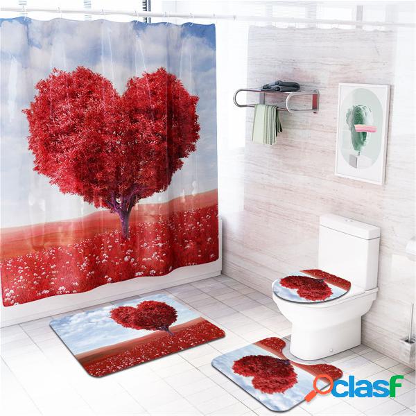 Corazón Árbol Impermeable Cuarto de baño Panel de cortina