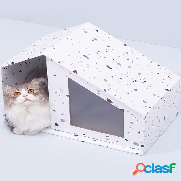 Furrytail Little House Gato Cama para mascotas de papel