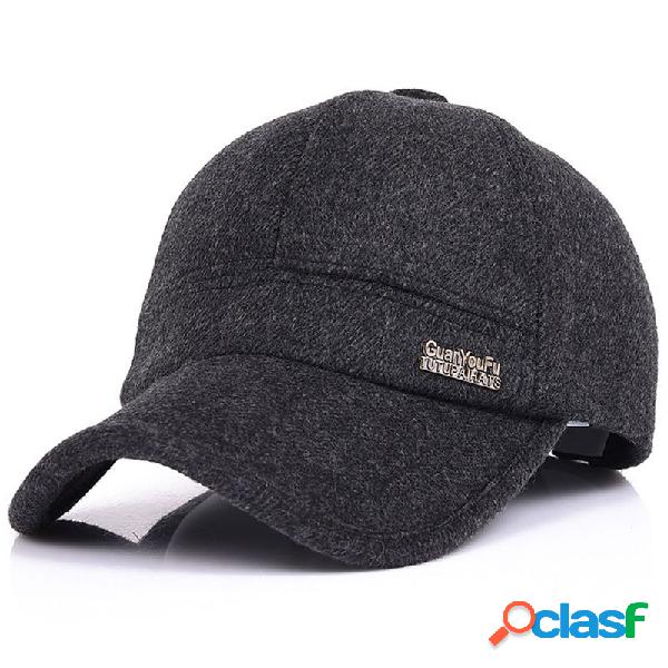 Gorra de béisbol cálida ajustable de lana con orejeras