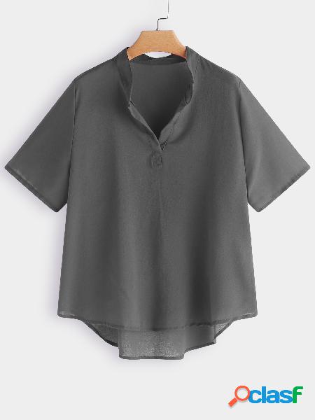 Grey Chimney Collar manga corta Blusas