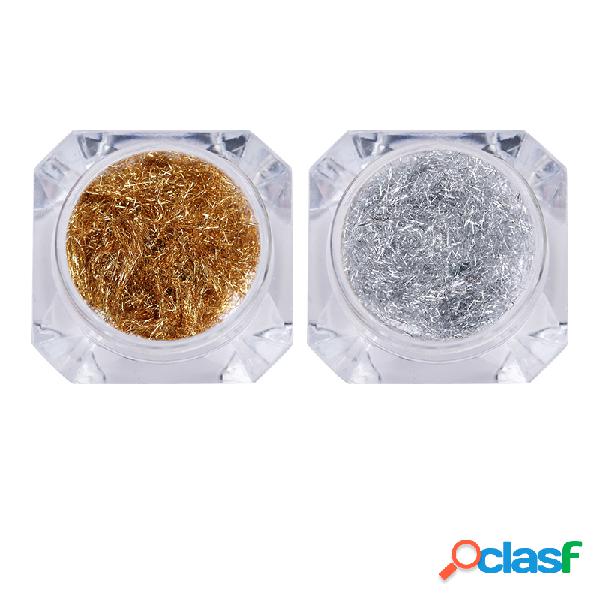 Hilo de oro Nail Decoration Shimmer Glitter Sliver Nail DIY