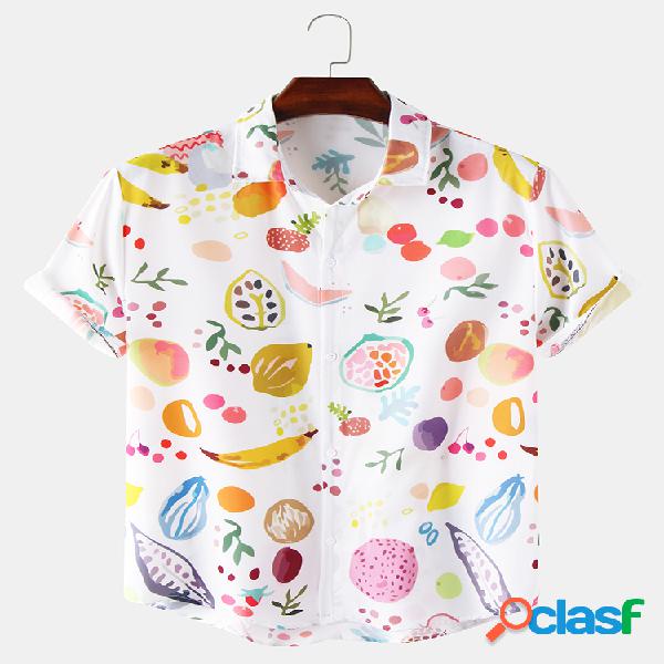Hombre Resumen Colorful Fruta Patrón Imprimir Camisas
