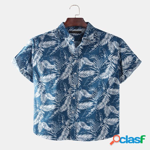 Hombre Vacation Style Tropical Hoja Imprimir camisas de