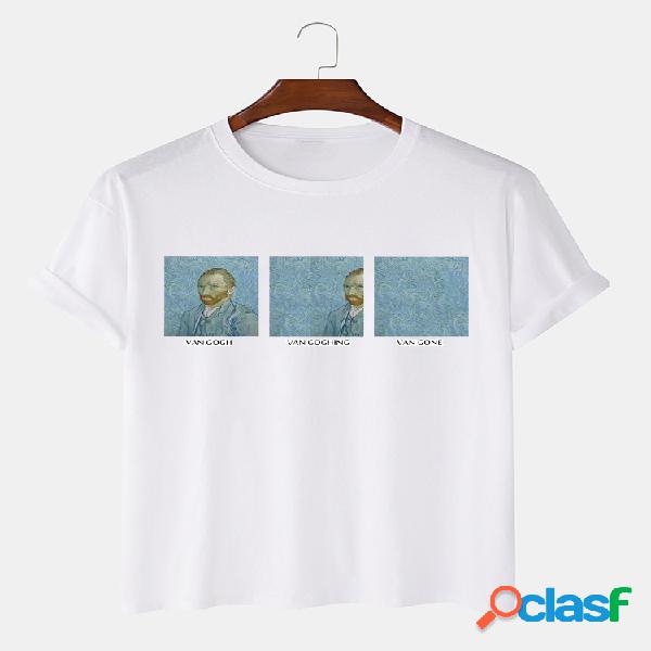 Hombre Van Gogh Funny Patrón Camisas de manga corta 100%