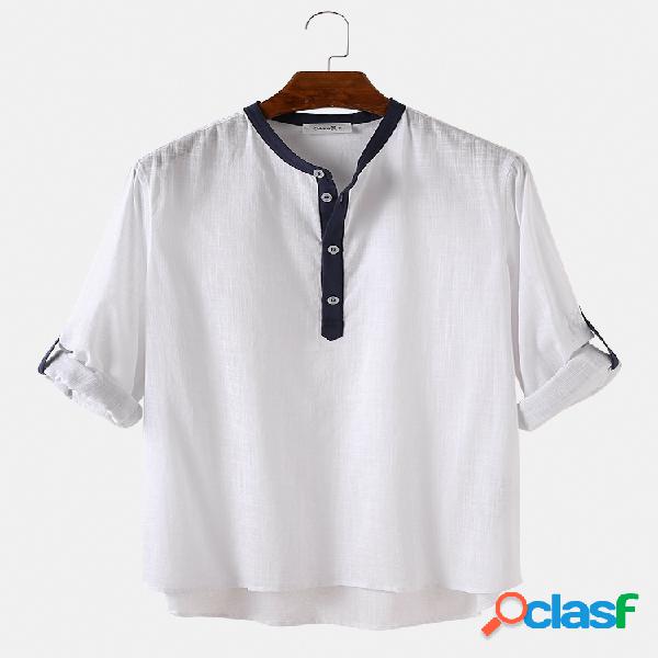 Hombres 100% Algodón Color sólido Dobladillo curvo Casual
