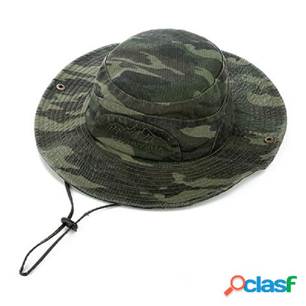 Hombres Verano Algodón Camuflaje Visera Bucket Sombreros