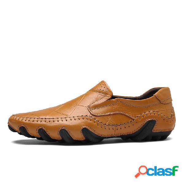 Hombres cosidos de tela escocesa Low Top Comfy Sole Slip en