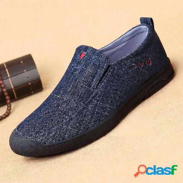 Hombres lavados Denim Low Top Soft Sole Slip en zapatos