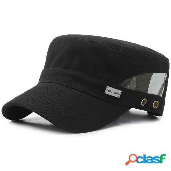 Hombres vendimia militar Army Plain Flat Cap Cotton al aire