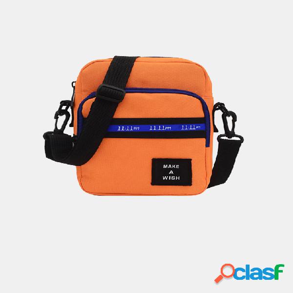 Hombres y Mujer Crossbody Bolsa Color Block Zipper Bolsa