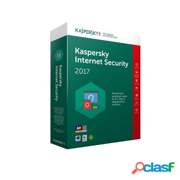 Kaspersky Internet Security 2017, 3 Usuarios, 1 Año,